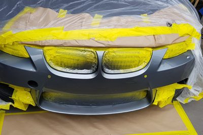 Front Bumper Repair on BMW Car and Spray Painting by On Point Mobile Spray Solutions